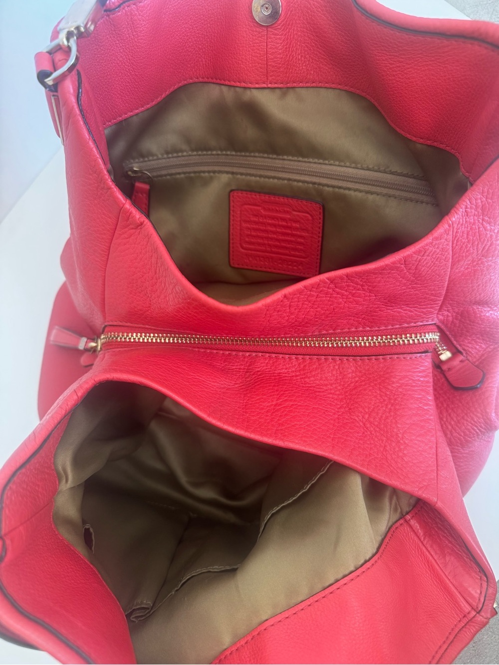 Coach Red Leather Madison Phoebe Shoulder Bag with Gold Accents - Picture 8 of 14